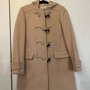J Crew Coat - tan with zipper and tassels